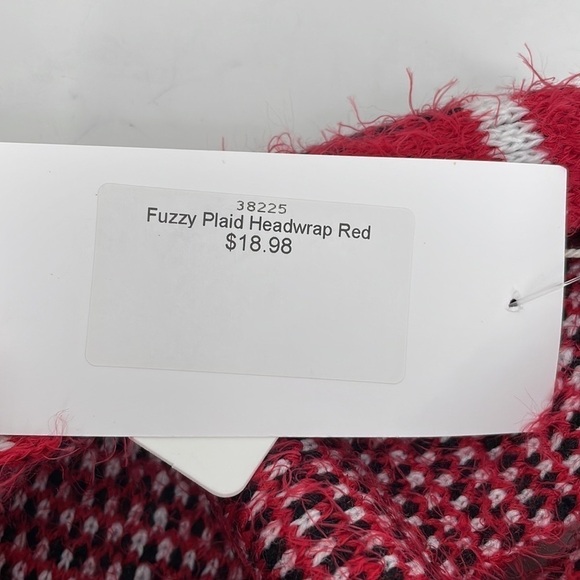 Styline Fuzzy Plaid Headwrap NWT Red One Size - Picture 7 of 9